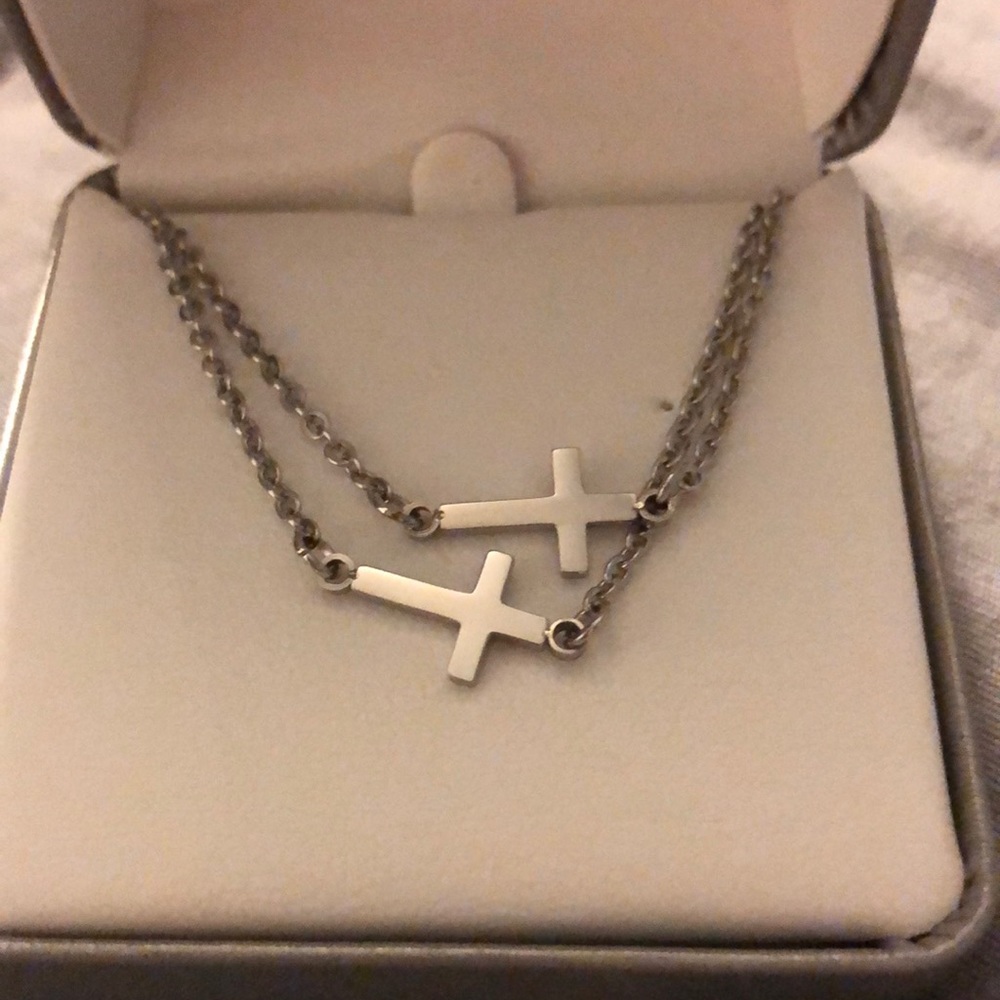 Double cross necklace